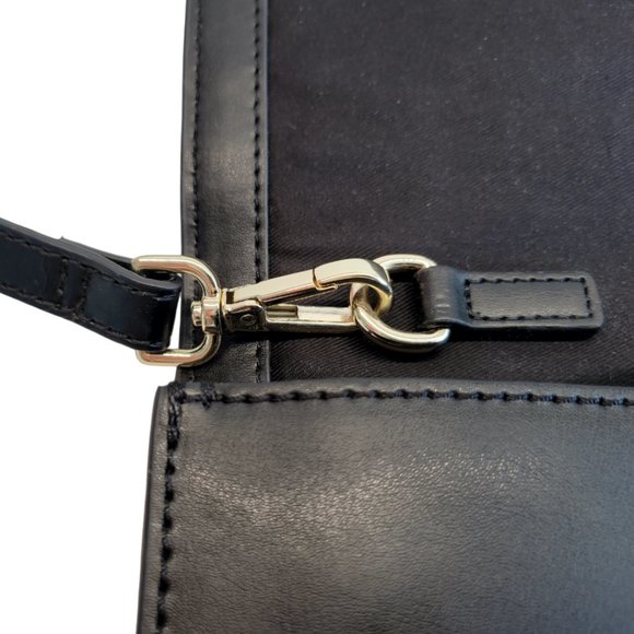 DANIER Black Leather Clutch Handbag Gold Studs - EUC - Picture 6 of 8